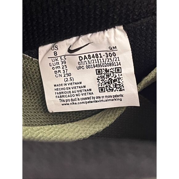 Nike Women's Olive Green Black Air Force 1 Double Swoosh Sneaker Shoes Size 8 - Picture 5 of 9